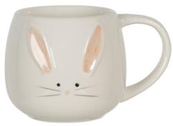 Clayre & Eef Kerámia bögre nyuszifüles, 200ml, fehér