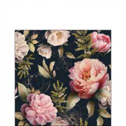 Ambiente Peonies composition black papírszalvéta 25x25cm, 20db-os