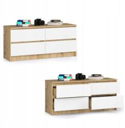 AKORD Komód szekrény K120 4 fiókos artisan-fehér Akd (OP0LK-120SZ4-ARTBIA)