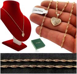 Golden Celebrity Arany Nyaklánc Sebészeti Acél Szív Cirkóniákkal Szingapúri Lánc