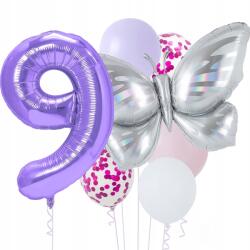 del-sol Szülinapi Lufi Szett Pillangó Pasztell Pillangó Lila Szám 9