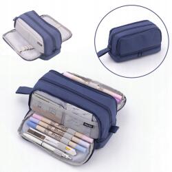  Nagy Iskolai Tolltartó Négyrekeszes Többfunkciós (DoubleKC-navy)