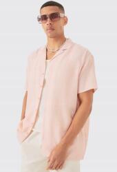 Boohooman Rózsaszín Lenvászon Rövid Ujjú Ing SG4 B18__M