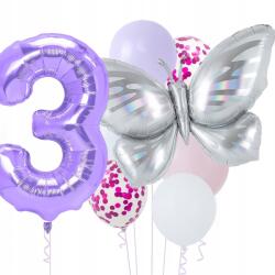 del-sol Szülinapi Lufi Szett Pillangó Pasztell Pillangó Lila Szám 3