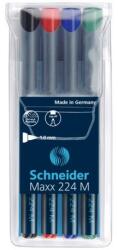 Schneider Marker OHP permaent Schneider Maxx 224M, set 4 culori, varf 1mm (S-1208)