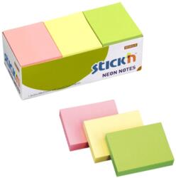 Hopax Notes adeziv 38x51 mm, 12x100 file/set, Stick'n - 3 culori neon (HO-21131)