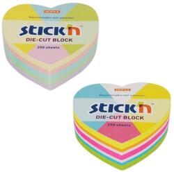 Hopax Notes adeziv cub color - inima, 64x67 mm, 250 file, Stick'n - 5 culori (HO-21836)