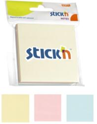 Hopax Notes adeziv 76x76 mm, 3x50 buc/set, Stick'n - 3 culori pastel (HO-21092)