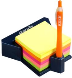 Hopax Cub autoadeziv cu suport, 76x76 mm, 400 file, Stick'n - 5 culori neon (HO-21272)