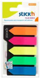 Hopax Stick index plastic transparent color 42 x 12 mm, 5 x 25 buc/set - 5 culori neon - sageata (HO-21143)