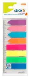 Hopax Stick index plastic transparent color 45 x 12 mm, 8 x 25 buc/set + index sageata, - 8 culori neon (HO-21346)