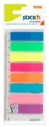 Hopax Stick index plastic transparent color 45 x 12 mm, 8 x 25 buc/set + rigla, - 8 culori neon (HO-21345)