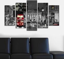 Charm Tablou MDF ( 5 buc ) London Autobuz Rosu, Multicolor, 60x110 cm (223CHR1912)