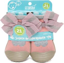 U-GROW Sosete antider, pink grey, size 21, U-Grow (NOD-USK-1-21)