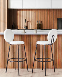 MAXISHOP Italia Collection Set de 2 scaune de bar EMERY Boucle Alb (494813)