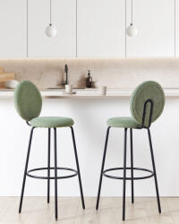 MAXISHOP Italia Collection Set de 2 scaune de bar EMERY Boucle Verde deschis (494953)