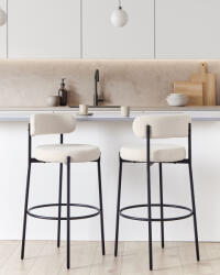MAXISHOP Italia Collection Set de 2 scaune de bar ALLISON Boucle Alb (498713)