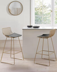 MAXISHOP Italia Collection Set de 2 scaune de bar FREDONIA Metal Auriu (487005)