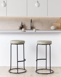 MAXISHOP Italia Collection Set de 2 scaune de bar MILROY Piele ecologica Gri deschis (498973)