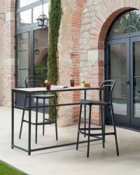 MAXISHOP Italia Collection Set de 2 scaune de bar pentru exterior PORANO Negru (642423)
