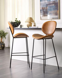MAXISHOP Italia Collection Set de 2 scaune de bar LUANA Piele ecologica Maro auriu (488698)