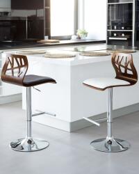 MAXISHOP Italia Collection Set de 2 scaune de bar PETERSBURG Piele ecologica Pivotant Maro Alb (580296)