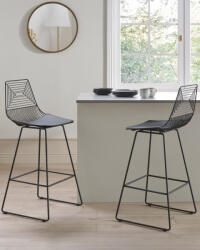 MAXISHOP Italia Collection Set de 2 scaune de bar BISBEE Metal Negru (487017)