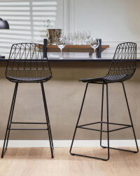 MAXISHOP Italia Collection Set de 2 scaune de bar PRESTON Metal Negru (471401)
