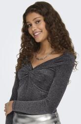 ONLY Only, Csillámos felső csomózott részlettel elöl, Fekete, Ezüstszín, L (15331413-BLACK-FILLI-SILVER-L)