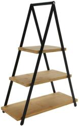 Excellent Housewear Háromszintes tányér, Kiváló Háztartási Ruha, fekete fém, bambusz, 38x15cm, 28x15cm, 18x15cm (139201)