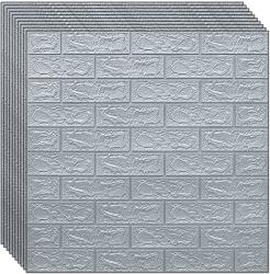 NEXTLY 40 x 3D NEXTLY öntapadós tapéta készlet, mennyezetre/falra, tégla kivitelű, vízálló, állítható, erős ragasztó, könnyen felszerelhető, lefedettség 21, 2MP, 70x77 cm, ezüst, 2-es kód (s40tpt2mare)