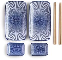 Ibili 6 részes sushi készlet, porcelán/bambusz, kék (IB-693800)