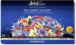 STAEDTLER Akvarell színes ceruza készlet, hatszögletű, fémdobozos, STAEDTLER Mars® Lumograph® 104, 60 különböző szín (TS104M60) (TS104M60)