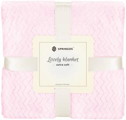SPRINGOS bolyhos takaró, puha, meleg, 2 személyes, 200x220cm, világos rózsaszín (HA-7152)