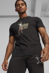 PUMA Puma, Kerek nyakú pamutpóló, Fekete, Fehér, Homokbarna, L (624665-01-L)