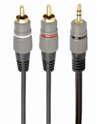 Gembird CCA-352-5M 3.5 mm sztereó csatlakozó 2xRCA dugóhoz, aranyozott csatlakozók 5m kábel fekete (CCA-352-5M)