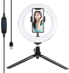 Puluz Trepied Puluz 20cm LED inel de lumină / cu suport pentru telefon PKT3073B
