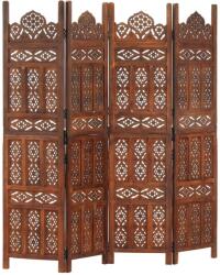 vidaXL 4-paneles barna mangófa kézzel faragott térelválasztó 160x165cm (285325)