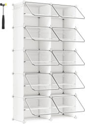 SONGMICS moduláris cipőtároló szekrény műanyag ajtókkal acél kerettel fehér (EUZ-LPC035WZ02) - prodis