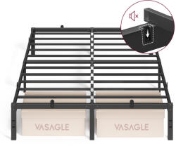 VASAGLE 140 x 190 cm Fém Ágykeret Tárolóhellyel Mattfekete (EUZ-RMB133B01)