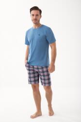 Luna Férfi pizsama Luna kód 803 kék rövidnadrág kék-bordó kockás M (L803-2/3)