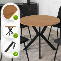 Mebel Elite Kerek Étkezőasztal Aranytölgy/Fekete Színben. LAUREN 80 cm