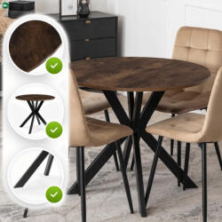 Mebel Elite Kerek Étkezőasztal Rusztikus Tölgy/Fekete Színben. LAUREN 90 cm