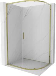 Mexen Exo félköríves aszimmetrikus tolóajtós zuhanykabin 120 x 80 cm, átlátszó, arany - 8131-120-080-50-00 (8131-120-080-50-00)