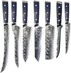 HARAHU YU-37421 damaszk konyhakés készlet - Kék KP37421