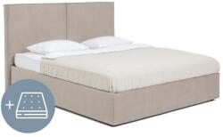 Bonami Szürkésbarna kárpitozott ágyneműtartós franciaágy matraccal, ágyráccsal 160x200 cm Thessa Bold - Bonami Selection