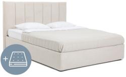 Bonami Bézs kárpitozott ágyneműtartós franciaágy matraccal, ágyráccsal 180x200 cm Thessa Bold Line - Bonami Selection