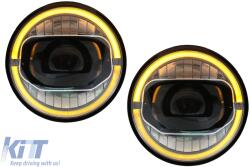 KITT 7 colos CREE LED első lámpa DRL Angel Eye Jeep Wrangler JK (2007-2017) modellekhez, 2018+ dizájn (HLJEWJKLED)