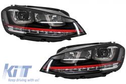 KITT Első lámpák 3D LED DRL Volkswagen Golf 7 VII (2012-2017) ezüst R-Line LED folyamatos dinamikus sorozatos kanyarodó lámpák (HLVWG7RLLEDFW)