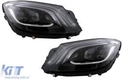 KITT Teljes LED Első Lámpa Mercedes S-osztály W222 Maybach X222 (2013-2017) modellekhez, Facelift kinézet (HLMBW222FLAP)